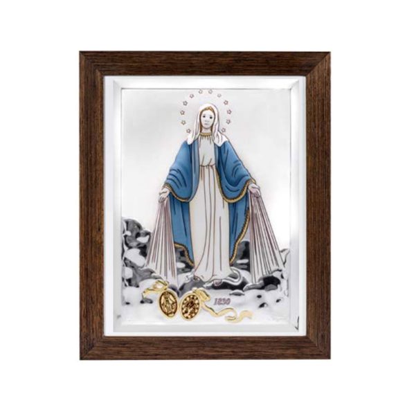Ezüst Csodás Mária kép 10x13cm