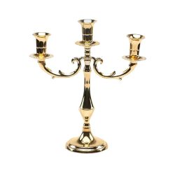 Háromágú aranyozott gyertyatartó