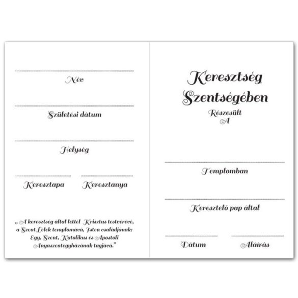 Aranyozott emléklap keresztelőre