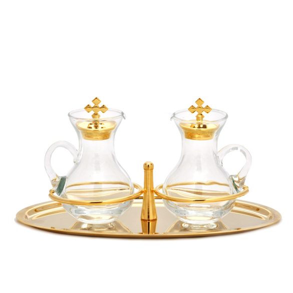 Ampolna készlet aranyozott tálcán