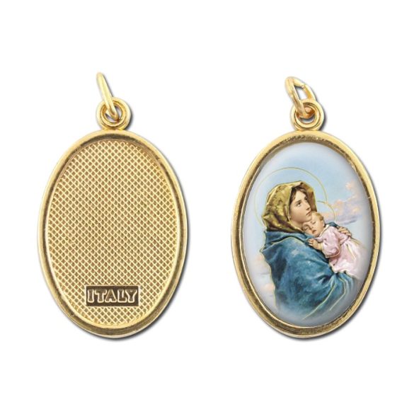 Mária kis Jézussal aranyozott medál