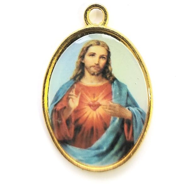 Jézus Szíve kétoldalas aranyozott medál